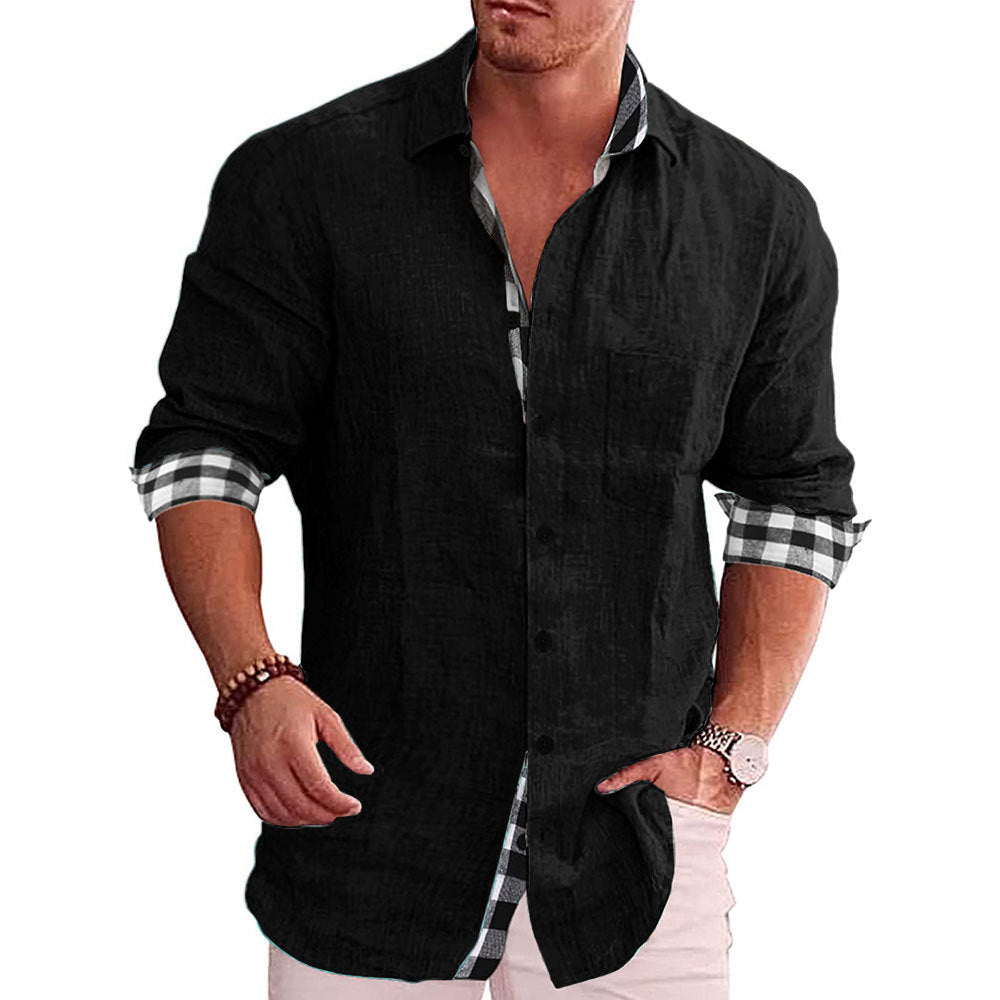 Summer Gentleman Paneled Casual Buttons Pocket Blouse